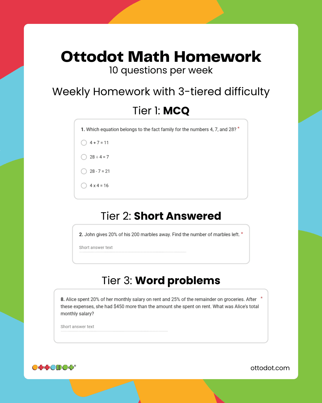 Ottodot Math homework feedback example