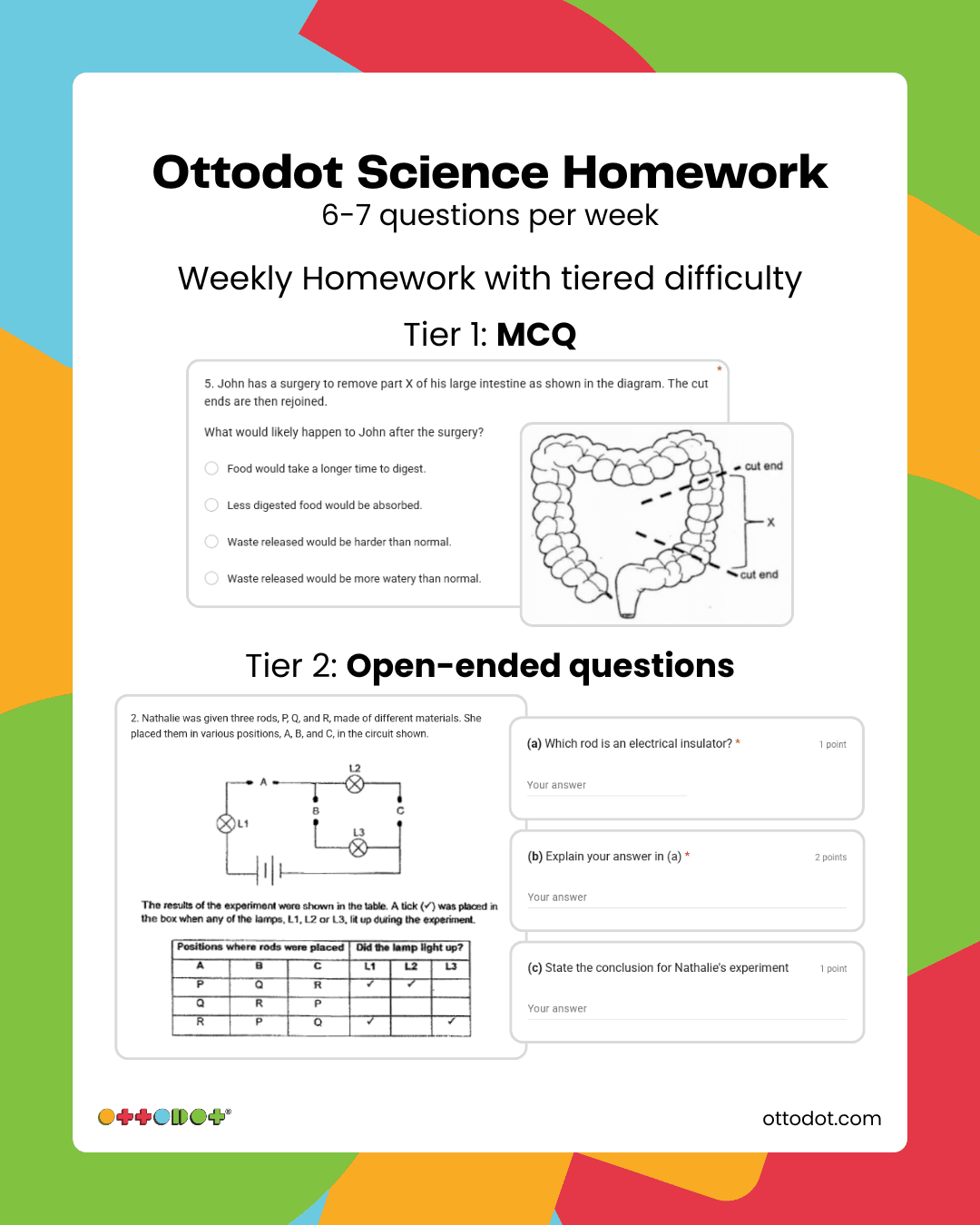 Ottodot worksheet practice example for parents