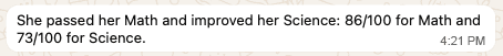 Parent message sharing improved Maths and Science grades.